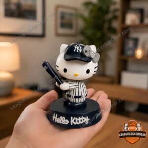 New York Yankees Hello Kitty Bobblehead Figure - detailed front view on base