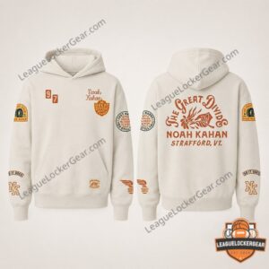 Noah Kahan The Great Divide Strafford VT Hoodie - close-up back upper details