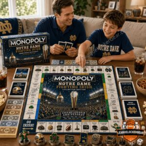 Notre Dame Fighting Irish Monopoly Board Game - championship years and game pieces