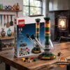 Novelty LEGO Bong Water Pipe Building Brick Set - box and two assembled water pipes on a wooden table