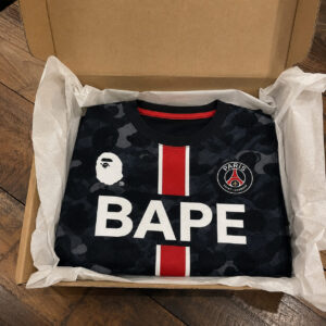Paris Saint-Germain BAPE Collaboration Jersey Shirt - lower half in front of Eiffel Tower