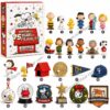 Peanuts 75th Anniversary Advent Calendar - full product display with all items unpacked