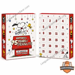Peanuts 75th Anniversary Advent Calendar - close-up of various character figurines and small accessories