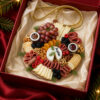 Personalized Christmas Charcuterie Board Ornament - top-down view in a red gift box