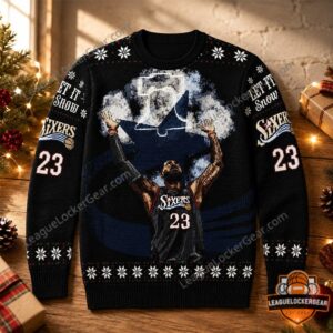 Philadelphia 76ers LeBron James Ugly Christmas Sweatshirt - full front view