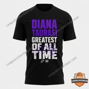 Phoenix Mercury Diana Taurasi Greatest of All Time T-Shirt - back design with player action shot