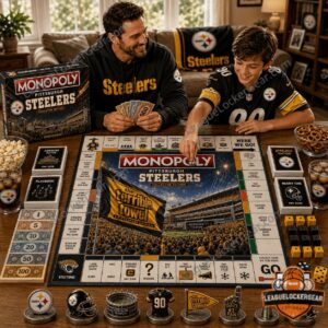 Pittsburgh Steelers Monopoly 2026 Board Game - close-up of game board, money, and player tokens