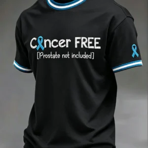 Prostate Cancer Awareness Cancer Free Blue Ribbon T-Shirt - photo 2