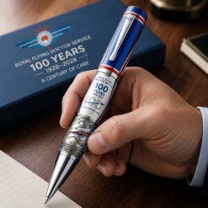 Royal Flying Doctor Service 100 Years 1928-2028 A Century of Care Pen - detailed view of pen barrel and tip