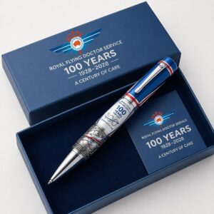 Royal Flying Doctor Service 100 Years 1928-2028 A Century of Care Pen - full view in open gift box