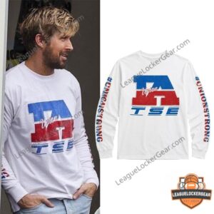 Ryan Gosling Union IATSE Strong Long Sleeve Shirt worn by a man and as a flat lay