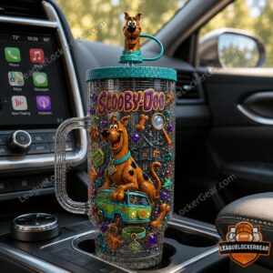 Scooby-Doo Collector Mystery Tumbler With Handle - top section with neon sign background