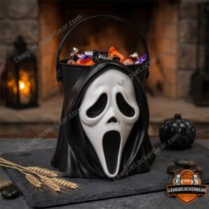 Scream Ghostface Halloween 2026 Trick or Treat Candy Bucket - close-up on mask and candy
