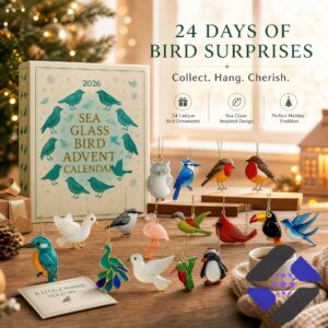 Sea Glass Bird Inspired Design 2026 Advent Calendar with Ornaments - full display