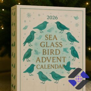 Sea Glass Bird Inspired Design 2026 Advent Calendar - owl and blue jay ornaments