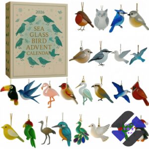 Sea Glass Bird Inspired Design 2026 Advent Calendar - kingfisher and peacock ornaments