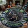Seattle Seahawks Halloween Battle Round Rug - full view in a cozy room setting
