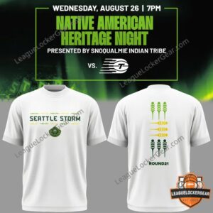 Seattle Storm Native American Heritage Night T-Shirt - front and back views displayed together