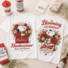 Snoopy Budweiser Red Floral Bloom With Kindness T-Shirt - two shirts with beer products
