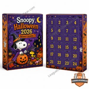 Snoopy Halloween 2026 Advent Calendar - close-up of the top two rows of figurines