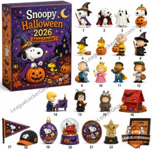 Snoopy Halloween 2026 Advent Calendar - front view of the complete box