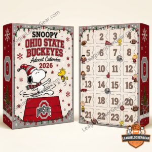 Snoopy Ohio State Buckeyes Advent Calendar 2026 - close-up of top row figures