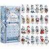 Snowman Christmas Countdown Advent Calendar with 24 figurines displayed on a white background