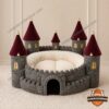 Spellpaw Harry Potter Hogwarts Enchanted Castle Pet Cat Dog Bed - full front view on a white carpet