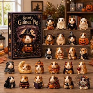 Spooky Guinea Pig Halloween Advent Calendar - detailed view of the front of the box with witch guinea pig