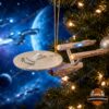 Star Trek 1966-2026 60th Anniversary Christmas Ornament - full view on a Christmas tree