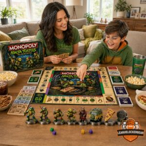 Teenage Mutant Ninja Turtles Monopoly - game box, Turtle Van, and upper board close-up