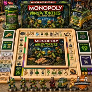 Teenage Mutant Ninja Turtles Monopoly Board Game - full layout with box and game pieces