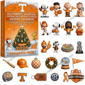 Tennessee Volunteers 2026 Southeastern Conference Champions Snoopy Advent Calendar - full product view with