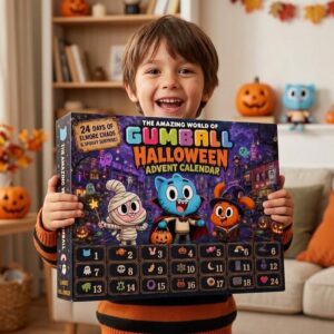 The Amazing World of Gumball Halloween 2026 Advent Calendar - close-up of the box and top row of figures