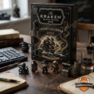 The Kraken Black Spiced Rum Advent Calendar 2026 - top row of miniatures