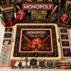 The Rolling Stones Collector Edition Monopoly board game with all components displayed