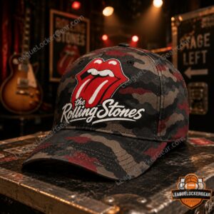 The Rolling Stones Wild Tongue Vintage Camo Classic Rock Cap - front view