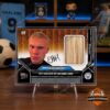Topps NOW Erling Haaland Cuts New Hair Card - displayed on a clear stand