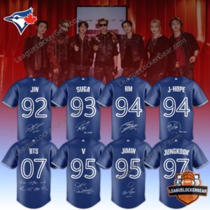 Toronto Blue Jays BTS 2026 World Tour Baseball Jersey - full collection with band members