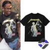 Metallica And Justice For All Hammer Of Justice T-Shirt - worn by Travis Scott and flat lay