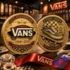 Vans 60th Anniversary Commemorative Gold Coin - both sides with skateboard background
