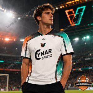 Venezia FC Cynar Spritz Away Kit 2026-27 Football Jersey - close-up of chest and left sleeve