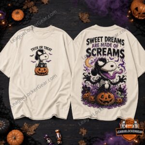 Venomized Snoopy Halloween Sweet Dreams Are Made of Screams T-Shirt - full front and back view