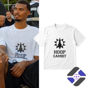 Victor Wembanyama Hoop Gambit T-Shirt - man wearing shirt and flat lay display