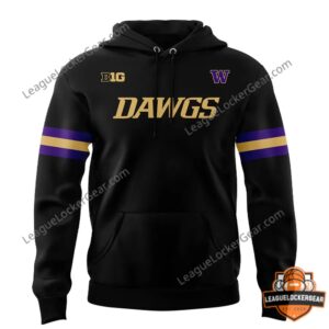 Washington Football Team Unleash The Dawgs Black Uniform Hoodie - front view detail with player mockups