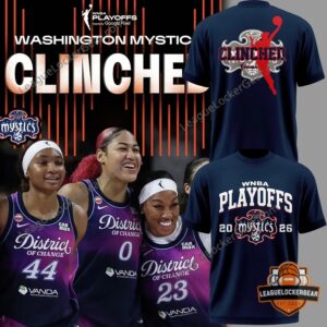Washington Mystics WNBA Playoffs Clinched 2026 T-Shirt - collage with players and two shirt designs