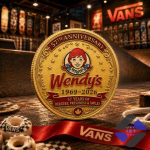 Wendy's 57th Anniversary 1969-2026 Commemorative Gold Coin - close-up of the mascot side