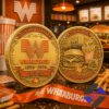 Whataburger 76th Anniversary 1950-2026 Gold Coin - two commemorative coins displayed on a table