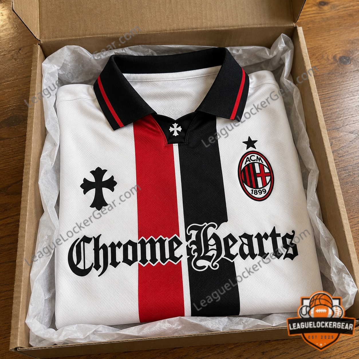 AC Milan x Chrome Hearts Polo Jersey 2026 - back NAME and 00 design