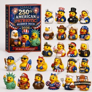 American Patriotic Rubber Duck 250th Anniversary 2026 Advent Calendar - box and duck ornament designs
